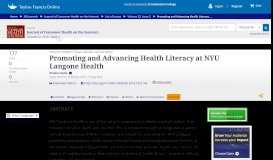 
							         Promoting and Advancing Health Literacy at NYU Langone Health ...								  
							    