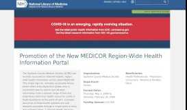
							         Promotion of the New MEDICOR Region-Wide Health Information Portal								  
							    
