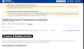 
							         Property & Building Activity - SDCI | seattle.gov								  
							    