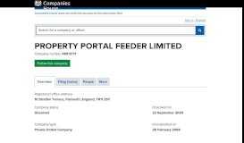 
							         PROPERTY PORTAL FEEDER LIMITED - Overview (free company ...								  
							    