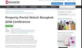 
							         Property Portal Watch Bangkok 2018 Conference , Bangkok, Thailand								  
							    