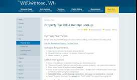 
							         Property Tax Bill & Receipt Lookup | Wauwatosa, WI - City of Wauwatosa								  
							    