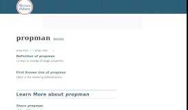 
							         Propman | Definition of Propman by Merriam-Webster								  
							    