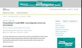
							         Proposition 71 and CIRM—assessing the return on investment - Nature								  
							    