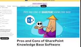 
							         Pros and Cons of Sharepoint Knowledge Base Software - Document360								  
							    