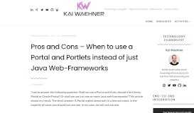 
							         Pros and Cons – When to use a Portal and Portlets instead of just Java ...								  
							    
