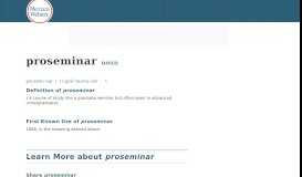 
							         Proseminar | Definition of Proseminar by Merriam-Webster								  
							    
