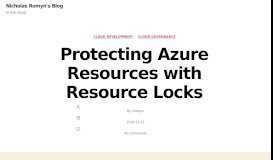 
							         Protecting Azure Resources with Resource Locks | | Nicholas ...								  
							    