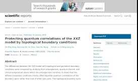
							         Protecting quantum correlations of the XXZ model by topological ...								  
							    