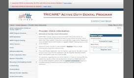 
							         Provider Check Information - The Active Duty Dental Program								  
							    