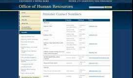 
							         Provider Contact Numbers // Office of Human Resources // University ...								  
							    