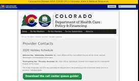 
							         Provider Contacts | Colorado Department of Health Care Policy and ...								  
							    