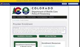 
							         Provider Enrollment | Colorado Department of Health Care Policy and ...								  
							    