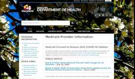 
							         Provider Information - Maryland Medicaid - Maryland.gov								  
							    