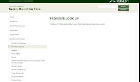 
							         Provider Look Up | Green Mountain Care								  
							    