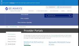 
							         Provider Portals - St. Mary's Hospital and Health Care System								  
							    