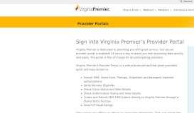 
							         Provider Portals | Virginia Premier								  
							    