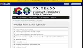 
							         Provider Rates & Fee Schedule | Colorado Department of Health Care ...								  
							    