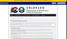 
							         Provider Resources | Colorado Department of Health Care Policy and ...								  
							    