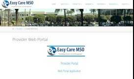 
							         Provider Web Portal - Easy Care MSO								  
							    