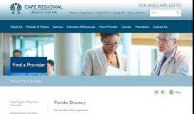
							         Providers | Cape Regional Health System								  
							    