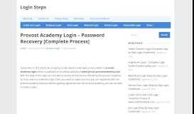 
							         Provost Academy Login – Password Recovery [Complete ...								  
							    