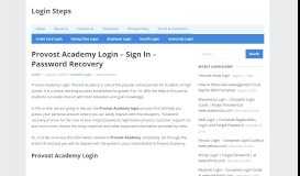 
							         Provost Academy Login - Sign In | Password Recovery | Login Steps								  
							    