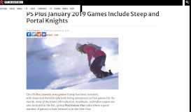 
							         PS Plus January 2019 Games Include Steep and Portal Knights ...								  
							    