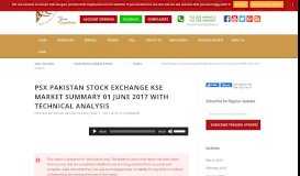 
							         PSX Pakistan Stock Exchange KSE Market Summary 07 June 2017 ...								  
							    