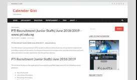 
							         PTI Recruitment (Junior Staffs) June 2018/2019 – www.pti.edu.ng								  
							    