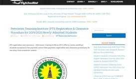 
							         PTI Registration & Clearance Procedure for 2018/2019 Fresh Students								  
							    