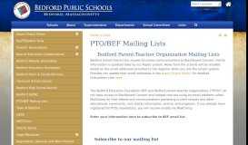 
							         PTO/BEF Mailing Lists | Bedford Public Schools								  
							    