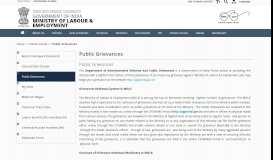 
							         Public Grievances | Ministry of Labour & Employment								  
							    
