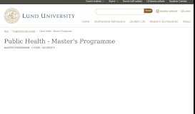 
							         Public Health - Master's Programme | Lund University								  
							    