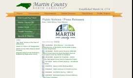 
							         Public Notices / Press Releases - Martin County, NC								  
							    