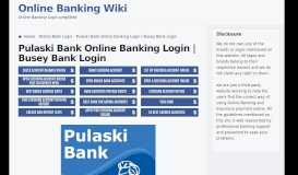 
							         Pulaski Bank Online Banking Login | OnlineBankingWiki								  
							    