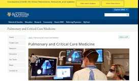 
							         Pulmonary and Critical Care Medicine - URMC - University of Rochester								  
							    