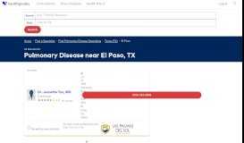 
							         Pulmonary Doctors / Pulmonologists near El Paso, TX - Lung Specialist								  
							    