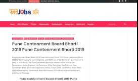 
							         Pune Cantonment Board Bharti 2019 Pune Cantonment Bharti 2019								  
							    