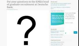 
							         Put your questions to the EMEA head of graduate recruitment at ...								  
							    