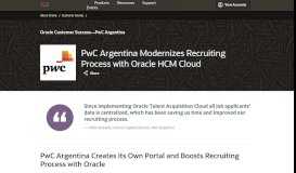 
							         PwC Argentina Modernizes Recruiting Process with Oracle HCM Cloud								  
							    