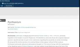 
							         Pyrrhonism | philosophy | Britannica								  
							    