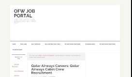 
							         Qatar Airways Careers: Qatar Airways Cabin Crew ... - OFW Job Portal								  
							    