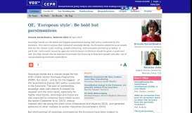 
							         QE, 'European style': Be bold but parsimonious | VOX, CEPR Policy ...								  
							    