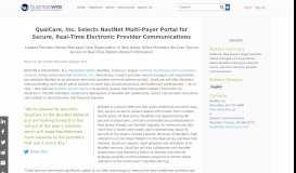 
							         QualCare, Inc. Selects NaviNet Multi-Payer Portal for Secure, Real ...								  
							    