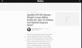 
							         Quality Of UNC Kenan-Flagler Lures MBAs From On-Site To Online ...								  
							    