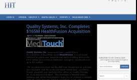
							         Quality Systems, Inc. Completes $165M HealthFusion Acquisition								  
							    