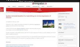 
							         Quebec Extends Deadline For Submitting An Arrima Expression of ...								  
							    