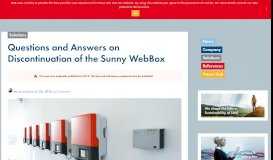 
							         Questions and Answers on Discontinuation of the Sunny WebBox ...								  
							    