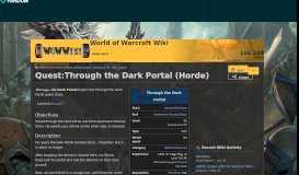 
							         Quest:Through the Dark Portal (Horde) | WoWWiki | FANDOM ...								  
							    